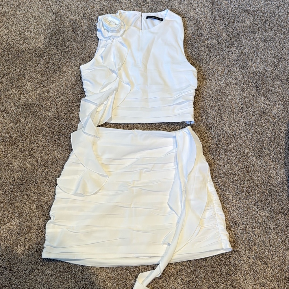 Abercrombie & Fitch White Two-Piece Ruffle Dress Set